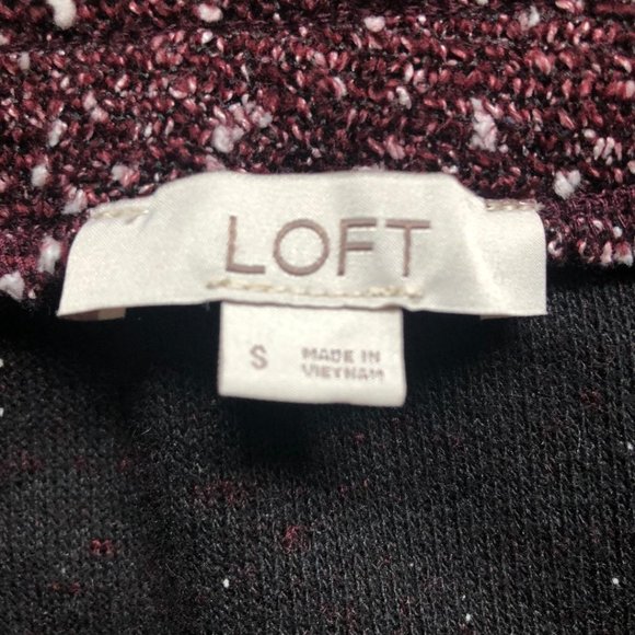 LOFT, Burgundy Tweed, Lightweight, Mini-skirt, Size: Small - Picture 4 of 7